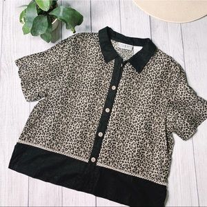 VTG “canvas” cheetah short sleeve button up